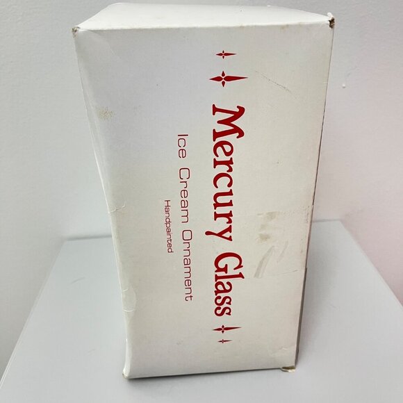 Dept 56 Mercury Glass Hand Painted Large Ice Cream Cone Ornament in Box - Picture 3 of 6